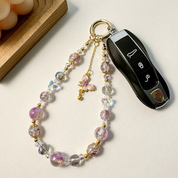 Chic Butterfly Crystal Beaded Charms Keychain DP25C792