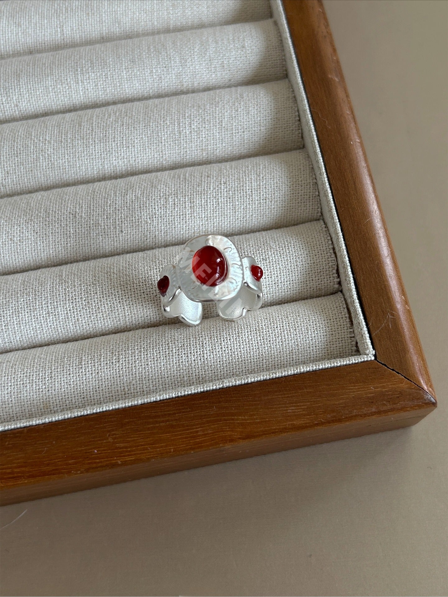 Totem Ethnic-Style Red Agate Ring 8ZA6JRG134L