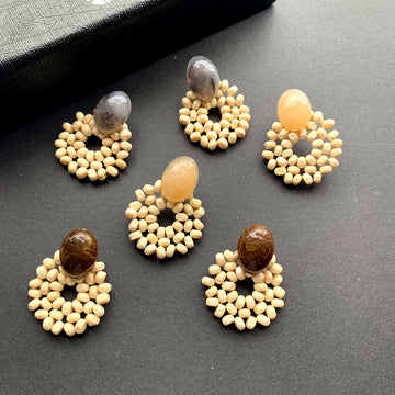 Vintage Wooden Bead Elegant Earrings DPJE1801