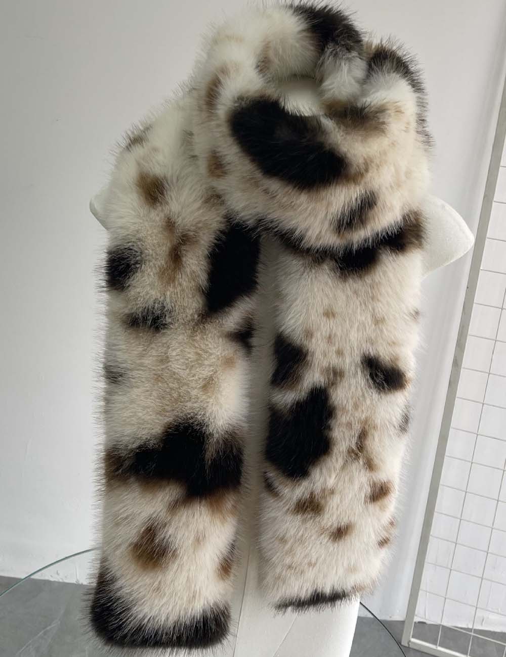 Fuzzy Faux Fur Leopard Print Warm Scarf DP25H683
