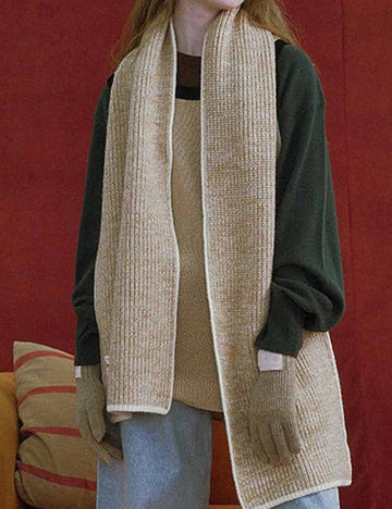 Simple Cozy Wool Blend Knit Winter Scarf DP25F617
