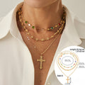 Layered Cross Pendant Necklace - DippedShop Wholesale - #7891
