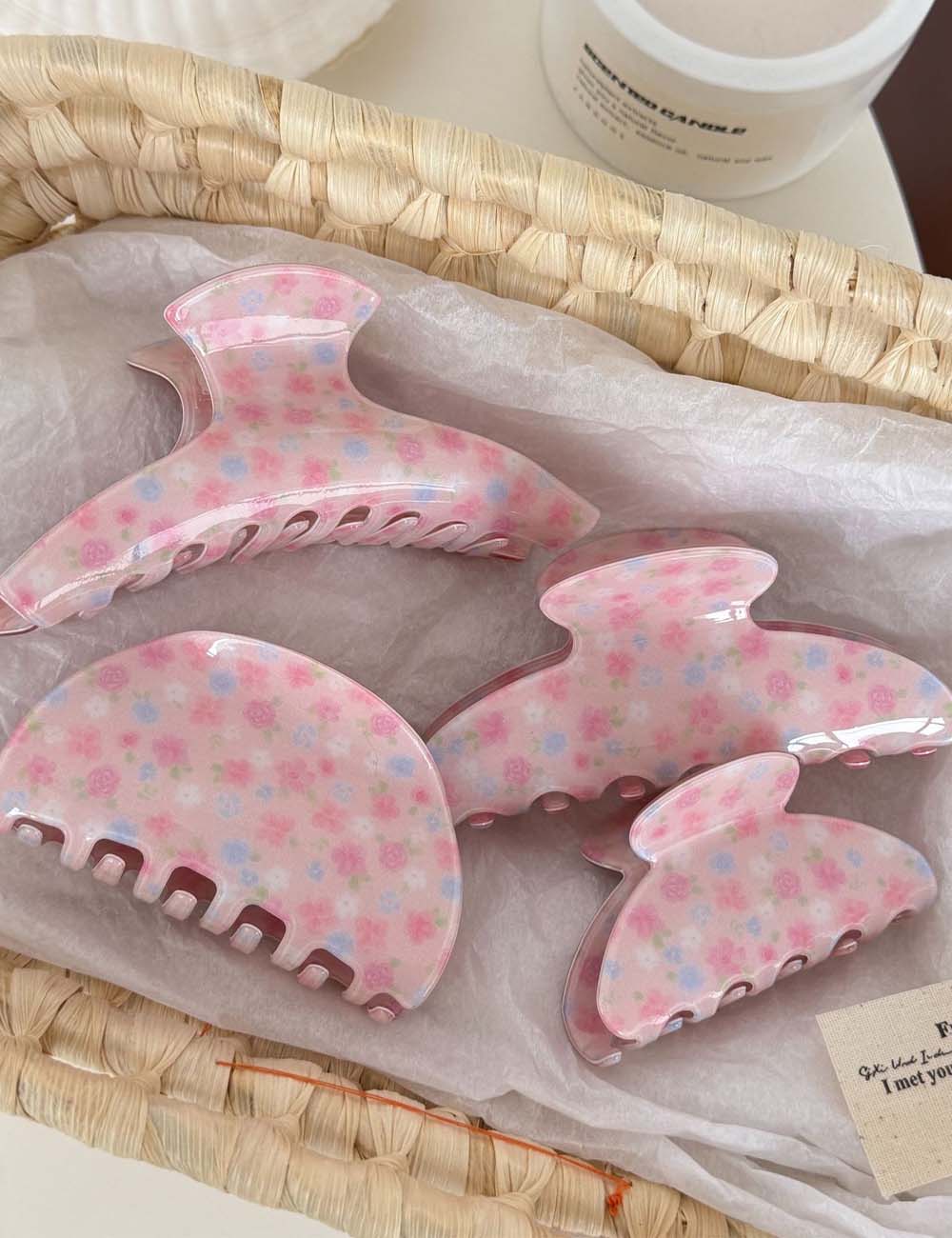 Flower Print Hair Claw - DippedShop Wholesale - #5395