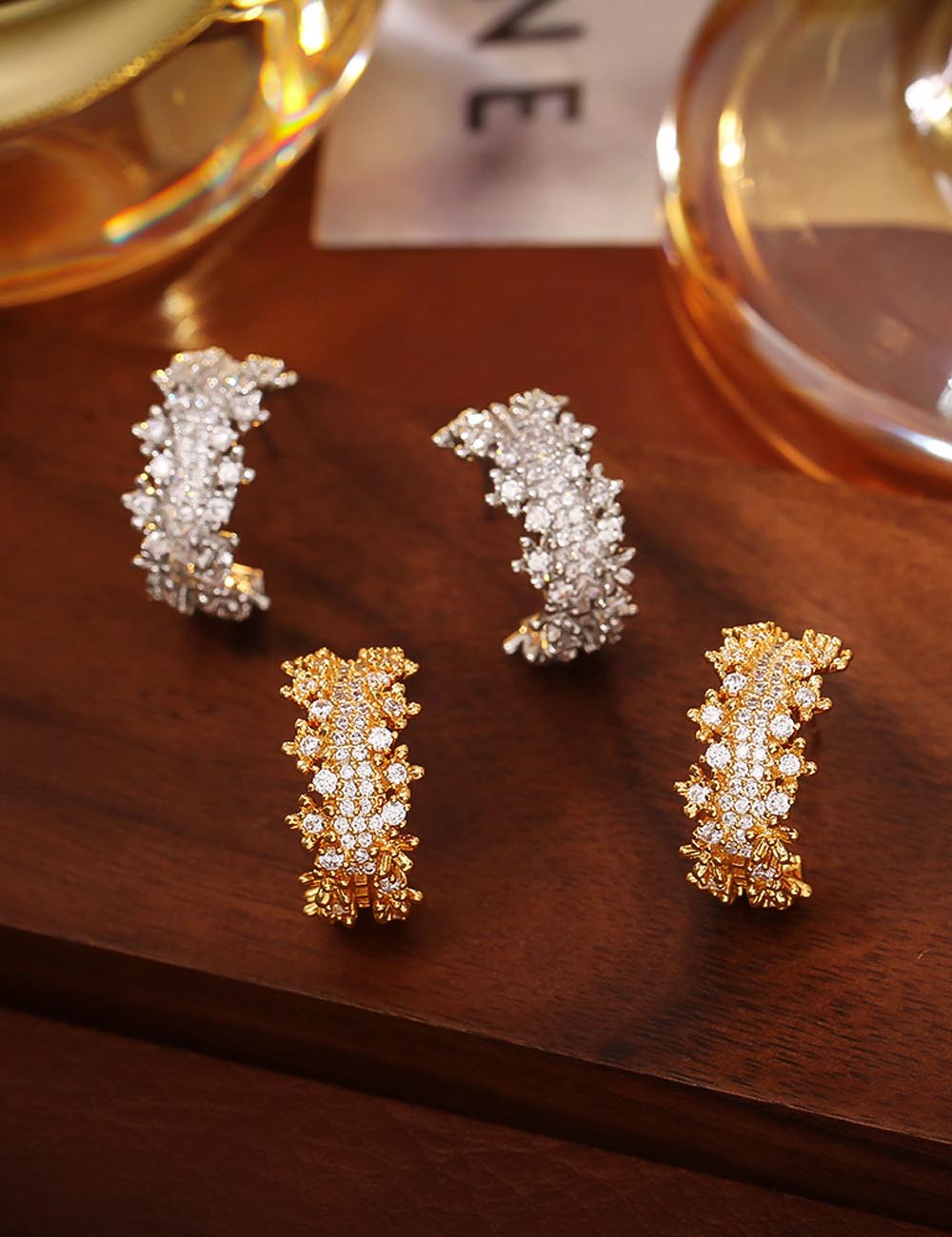Gold Plated C-Shaped Stud Earrings - DippedShop Wholesale - #7475