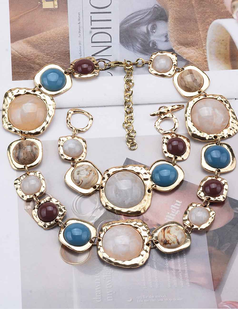 Stylish Geometric Irregular Metal Stone Bracelet DP25F814