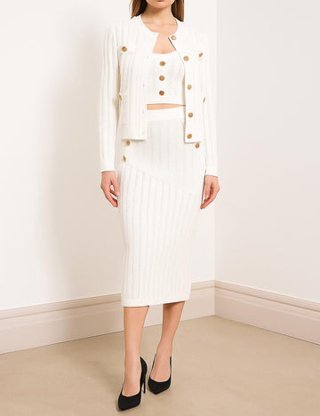 3 Pcs Knit Solid Color Office Suit Set DP25G545