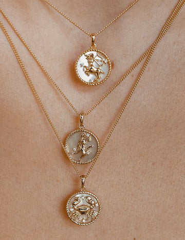 Gold Plated Zodiac Pendant Necklace - DippedShop Wholesale - #3875