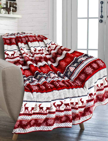 Soft Christmas Reindeer Warm Throw Blanket DP25H474