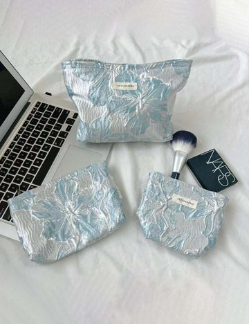 Trendy 3D-Flower Print Travel Toiletry Cosmetic Bag MK2BW6W10BOB397