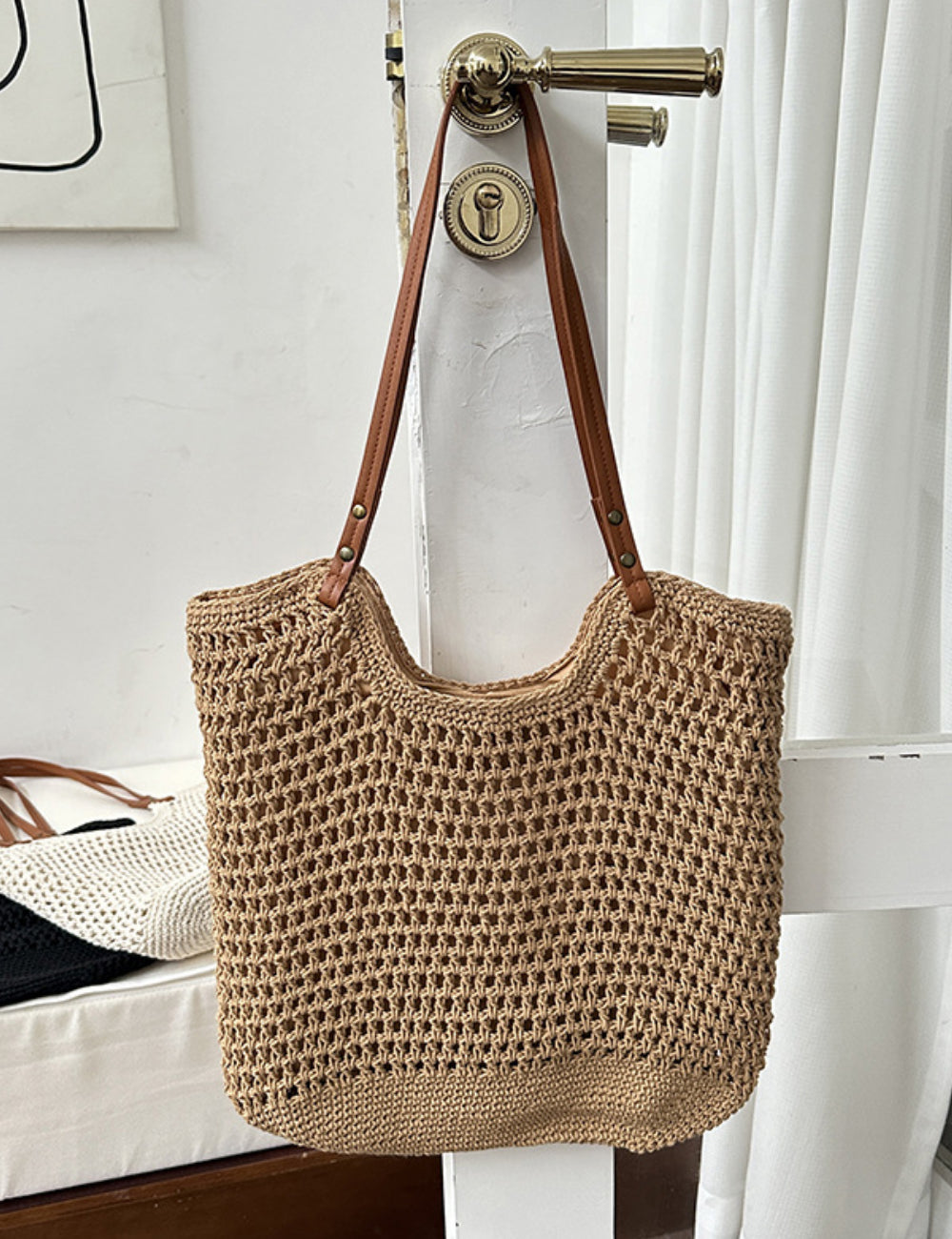 Hellow Out Zipper Handmade Woven Bag DPWB1