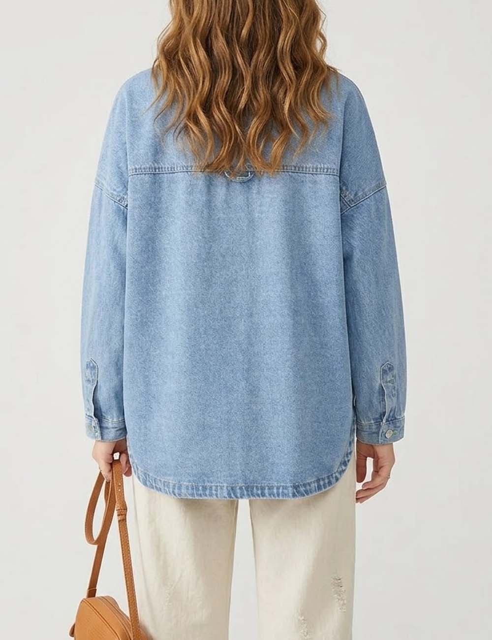 Trendy Denim Polo Shirt - DippedShop Wholesale - #7619