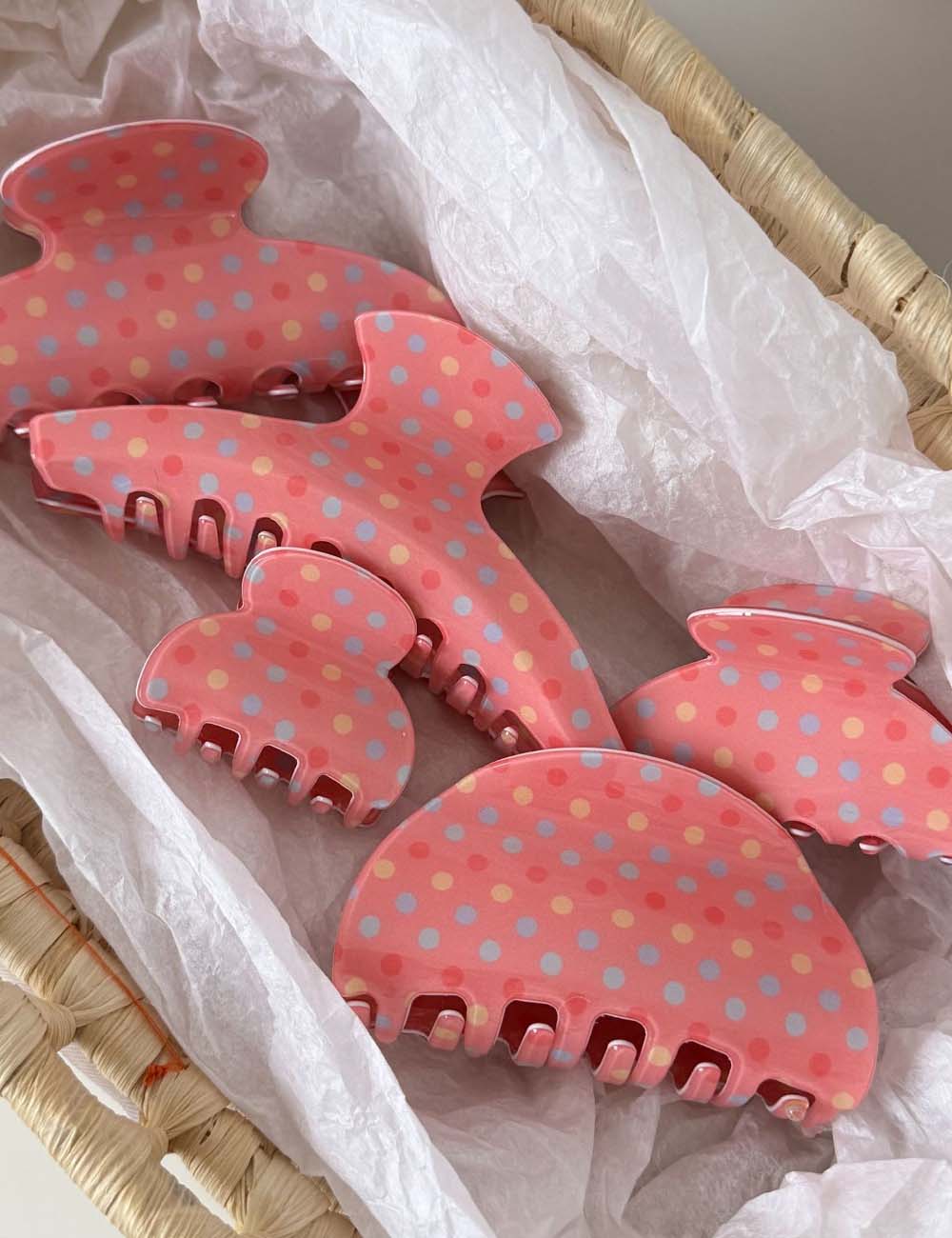 Colorful Polka Dot Hair Claw - DippedShop Wholesale - #8115