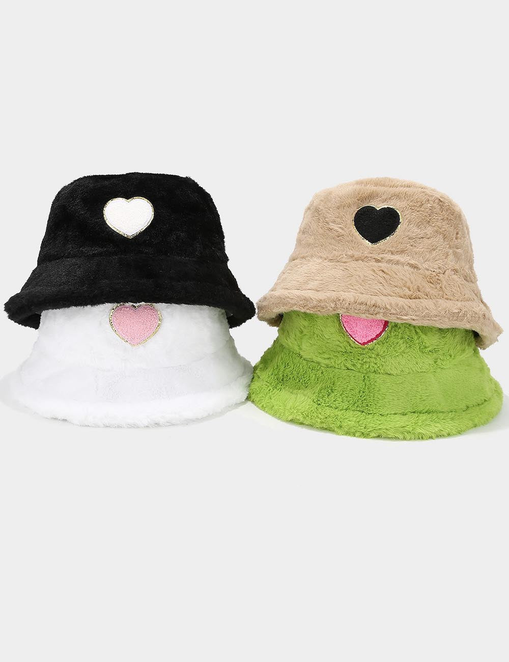 Cute Heart Print Fuzzy Thermal Bucket Hat DP25G747