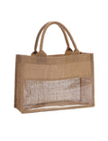 Burlap Tote Bag With Clear PVC - DippedShop Wholesale - #2195