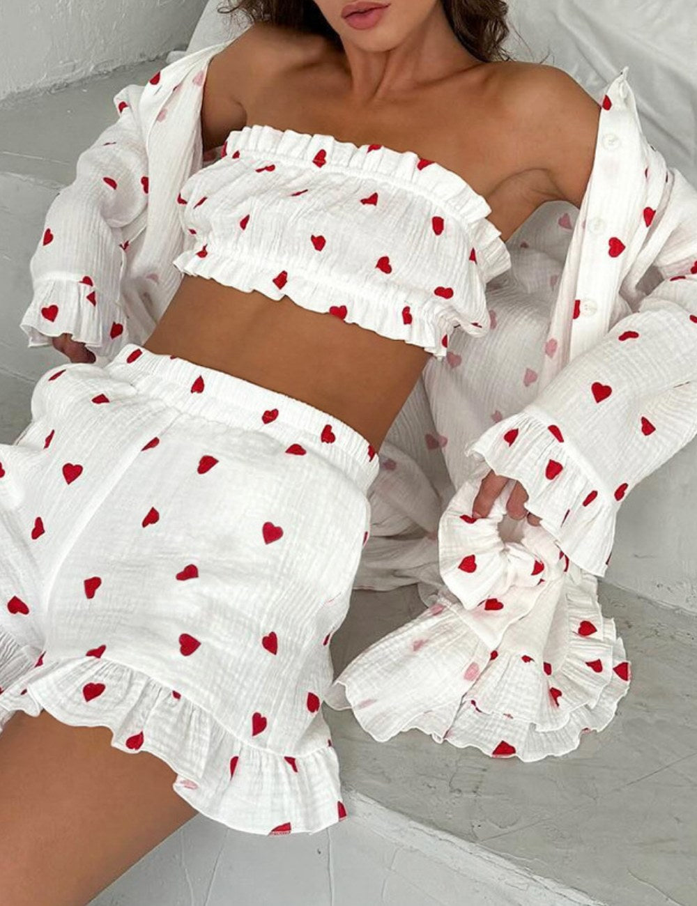 Love Print Flounce Sleepwear Set - DippedShop Wholesale - #6371