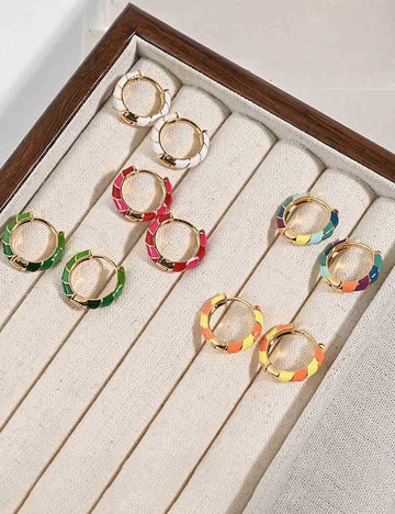 Colorful Enamel Bamboo Hoop Earrings DP25F782