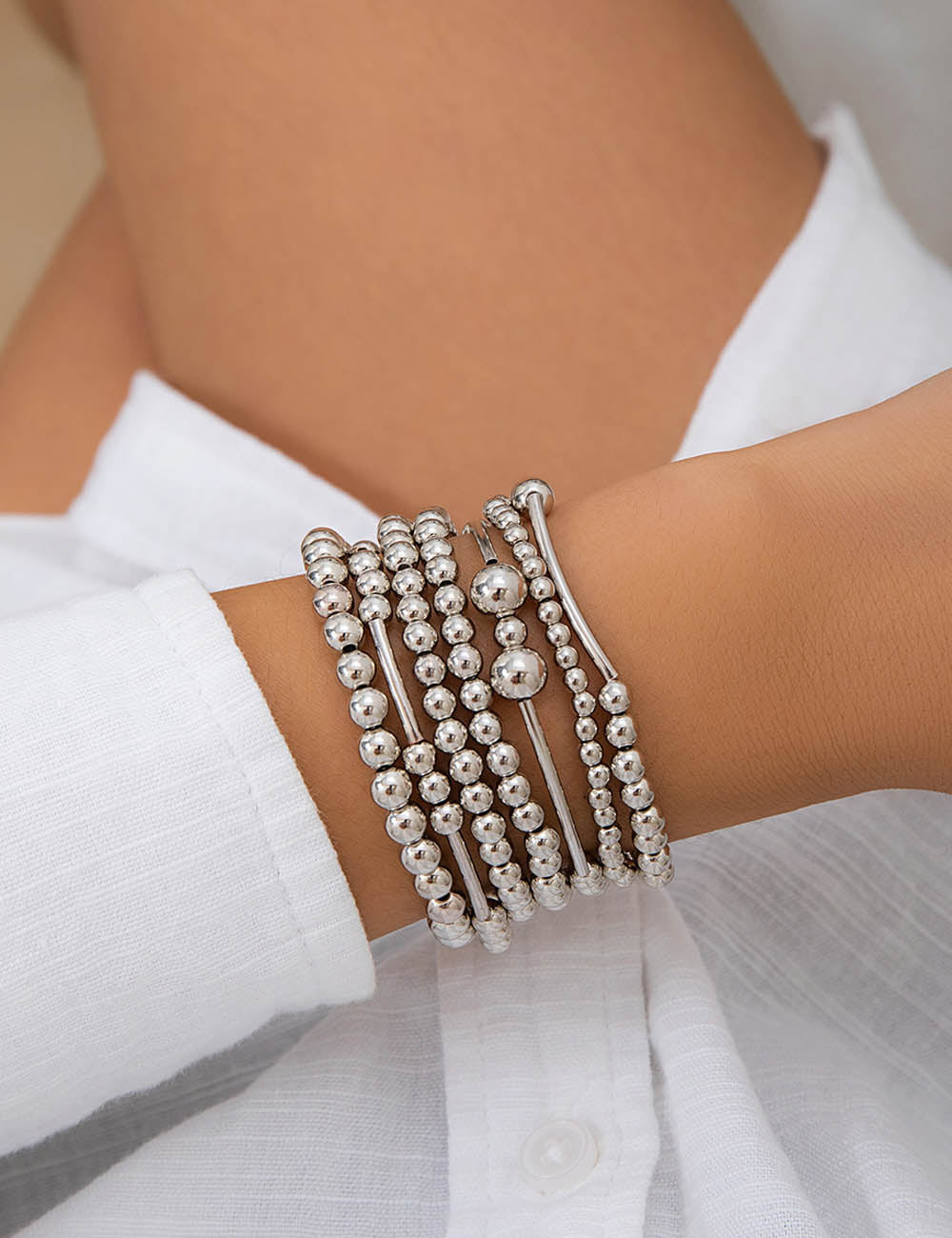 Trendy Layered Round Beaded St - DippedShop Wholesale - #6643