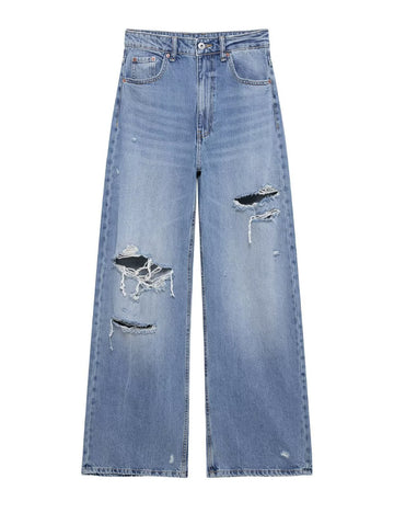 Casual  Distressed Loose Mid Rise Jeans DP25C927