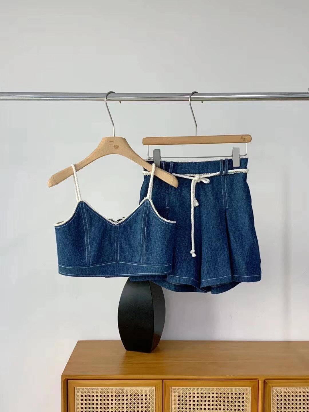 Strap Shoulder Denim Mini Dress - DippedShop Wholesale - #3891