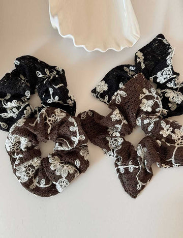 Vintage Flower Jacquard Knit Hair Tie DP25G403