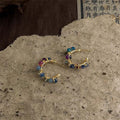 Retro Stone Bead Hoop Earrings - DippedShop Wholesale - #7731