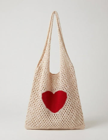 Heart Hollow Knit Tote - DippedShop Wholesale - #8547