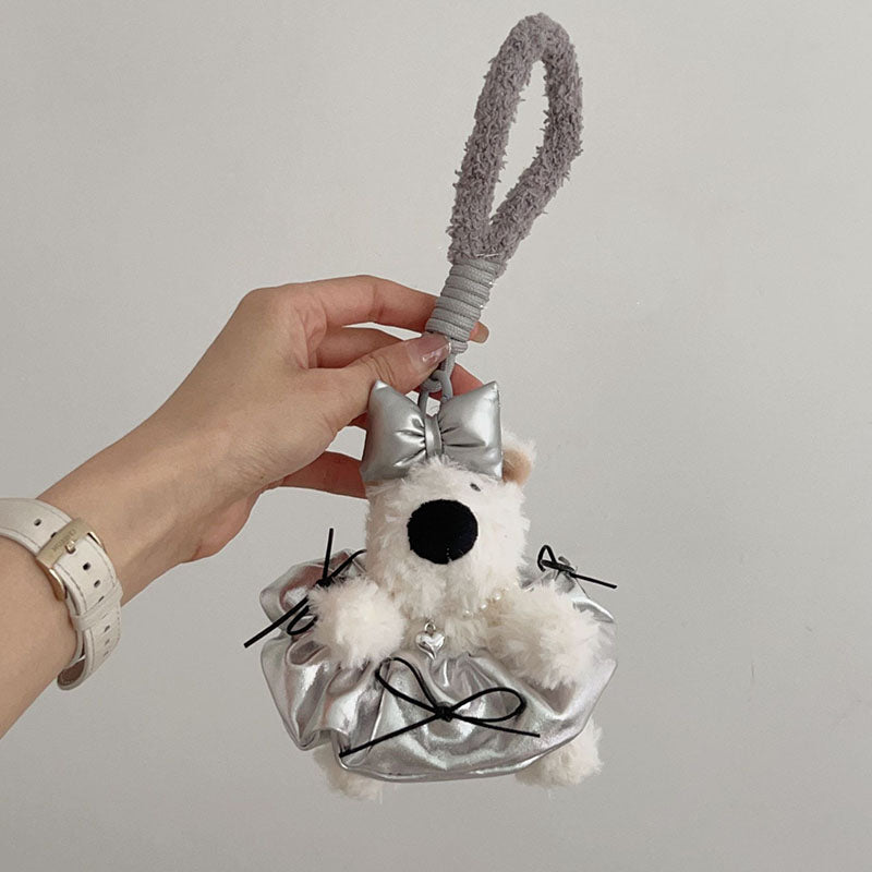 Cute Leather Bow Plush Teddy Bag Charm DP25F437