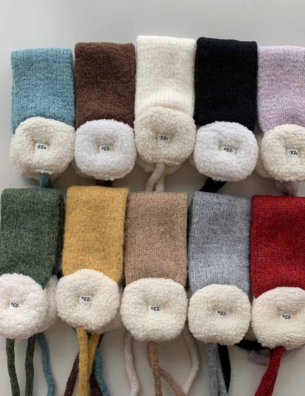 Color Contrast Plush Knit Tie Warm Earmuffs DP25H764