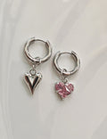 Heart Pendant CZ Hoop Earrings - DippedShop Wholesale - #6339