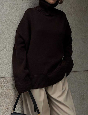 Winter High Neck Solid Color Knit Sweater DP25G938