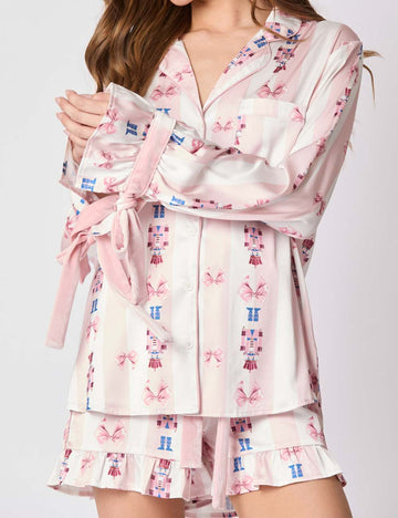 Sweet Cartoon Print Satin Sleepwear Set DP25F886