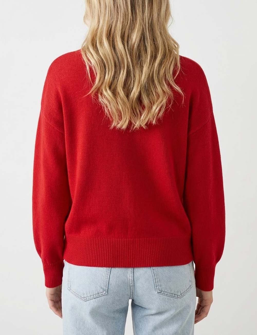 Knitted Graphic Round Neck Merry Pullover Sweater DP25H437