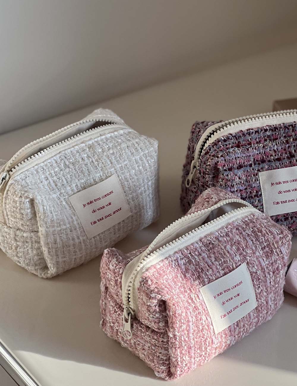 Luxury Tweed Cosmetic Bag - DippedShop Wholesale - #2387