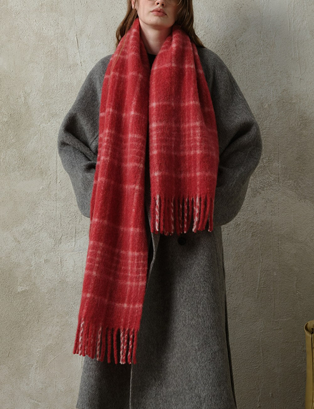 Plaid Color Block Mohair Warm Scarve DPS1313