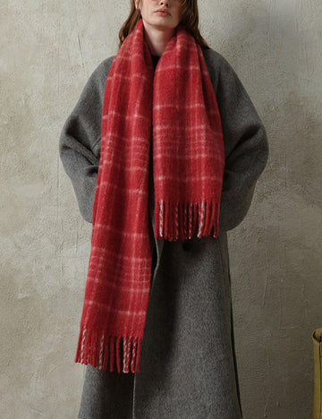 Plaid Color Block Mohair Warm Scarve DPS1313