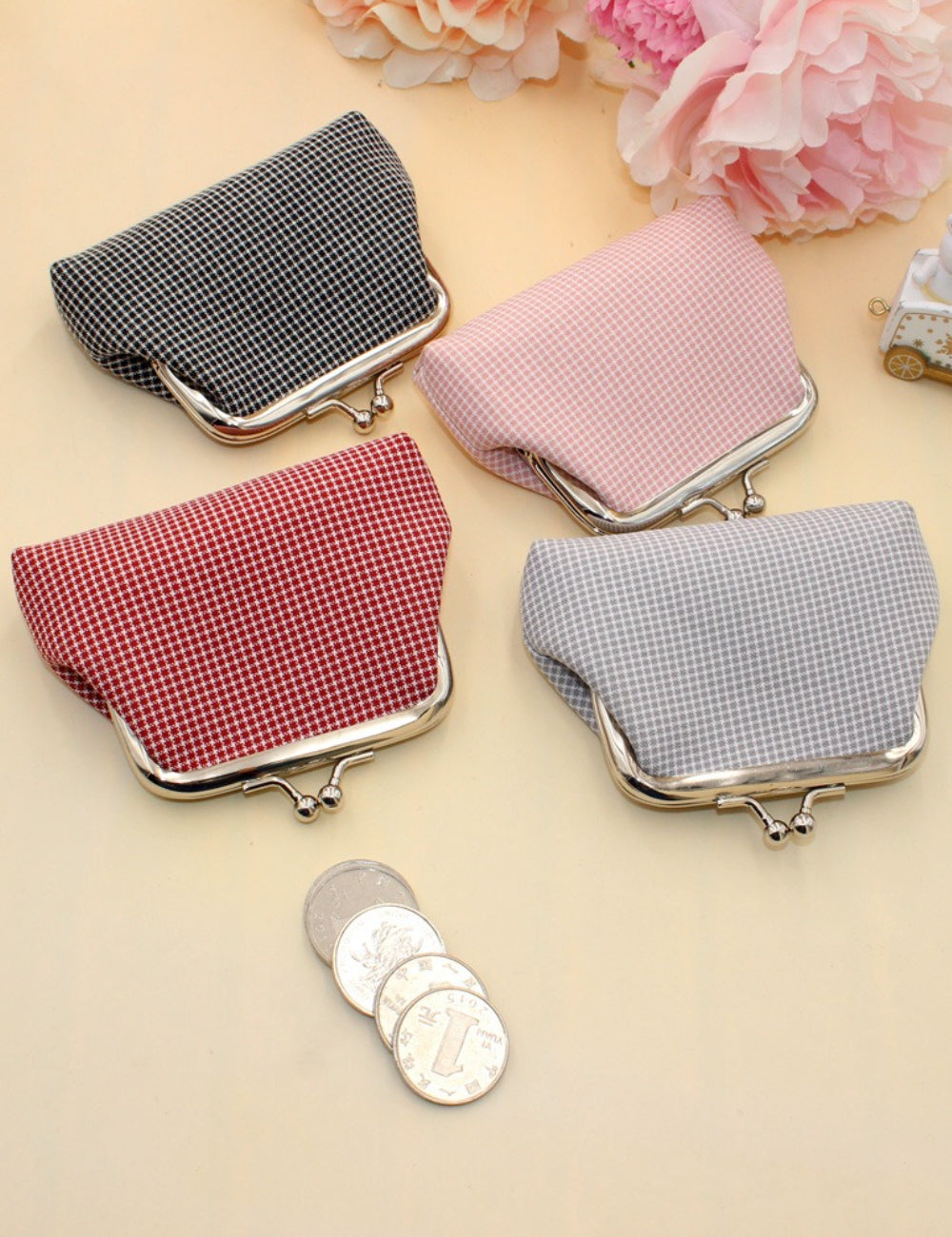 Cute Mini Plaid Coin Purse Wal - DippedShop Wholesale - #1891