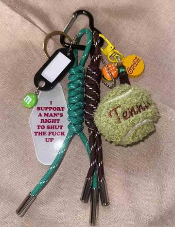 Cute Plush Tennis Braided Cord Bag Charm DP25E933