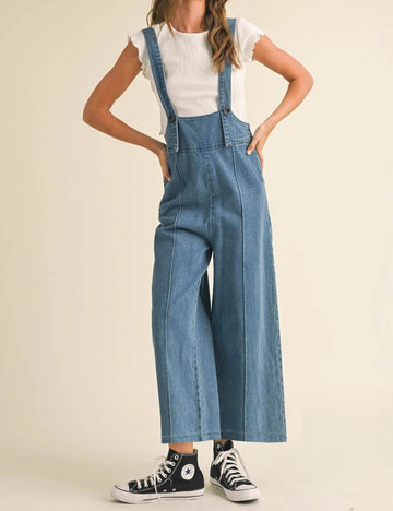 Casual Loose Wide Leg Denim Overalls DP25G674