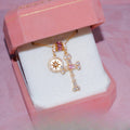 Rhinestone Cross Pendant Choker - DippedShop Wholesale - #3571