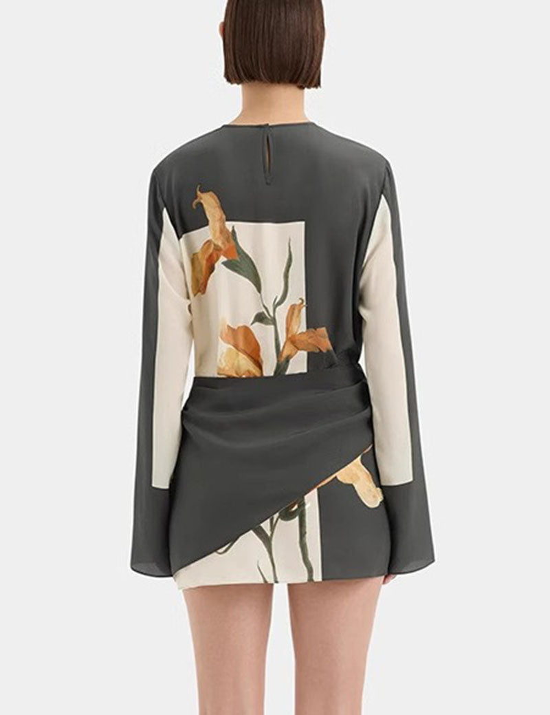 Casual Print Round Neck Mini Dress DP25E664