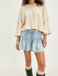 High-Waist Pleated Denim Mini Skirt - DippedShop Wholesale - #6931