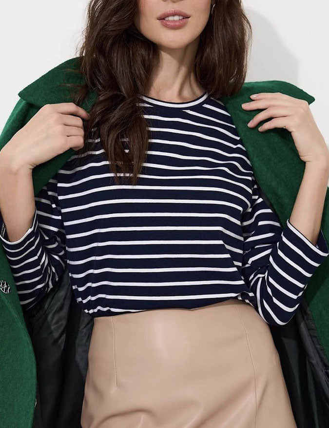 Simple Striped Casual Slim Pullover T-Shirt DP25D667