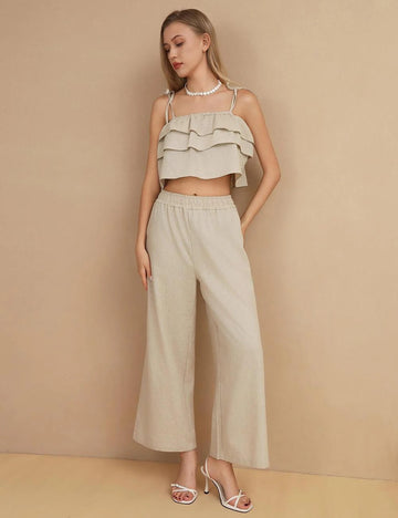 Flounce Sleeveless Set - DippedShop Wholesale - #3555