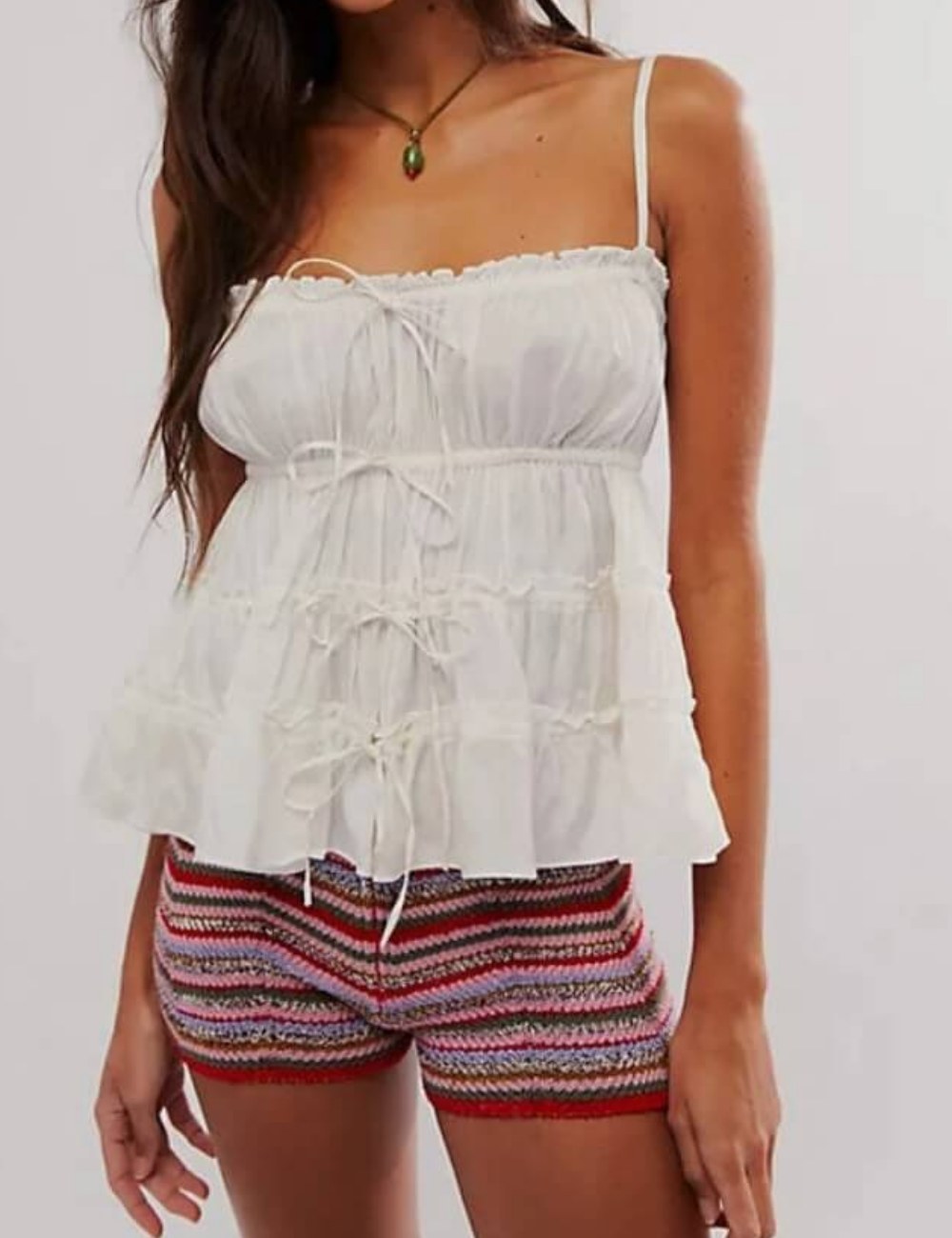 Bow String Shoulder Ruffled Camisole DP25B856