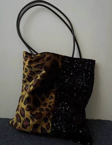Retro Leopard Print Sequins Shoulder Bag DP25G633