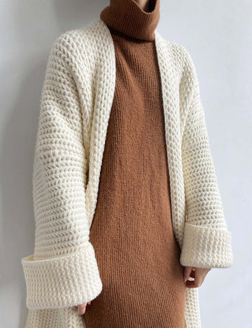 Solid Color Hollow Out Open Front Knit Cardigan DP25G813