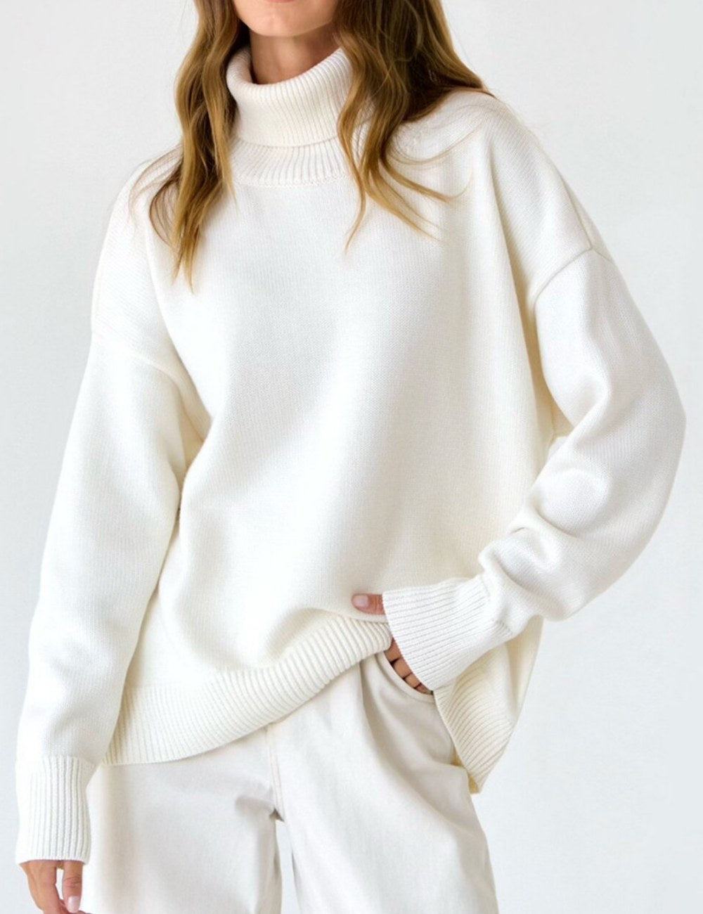 High Collar Loose Sweater - DippedShop Wholesale - #1987