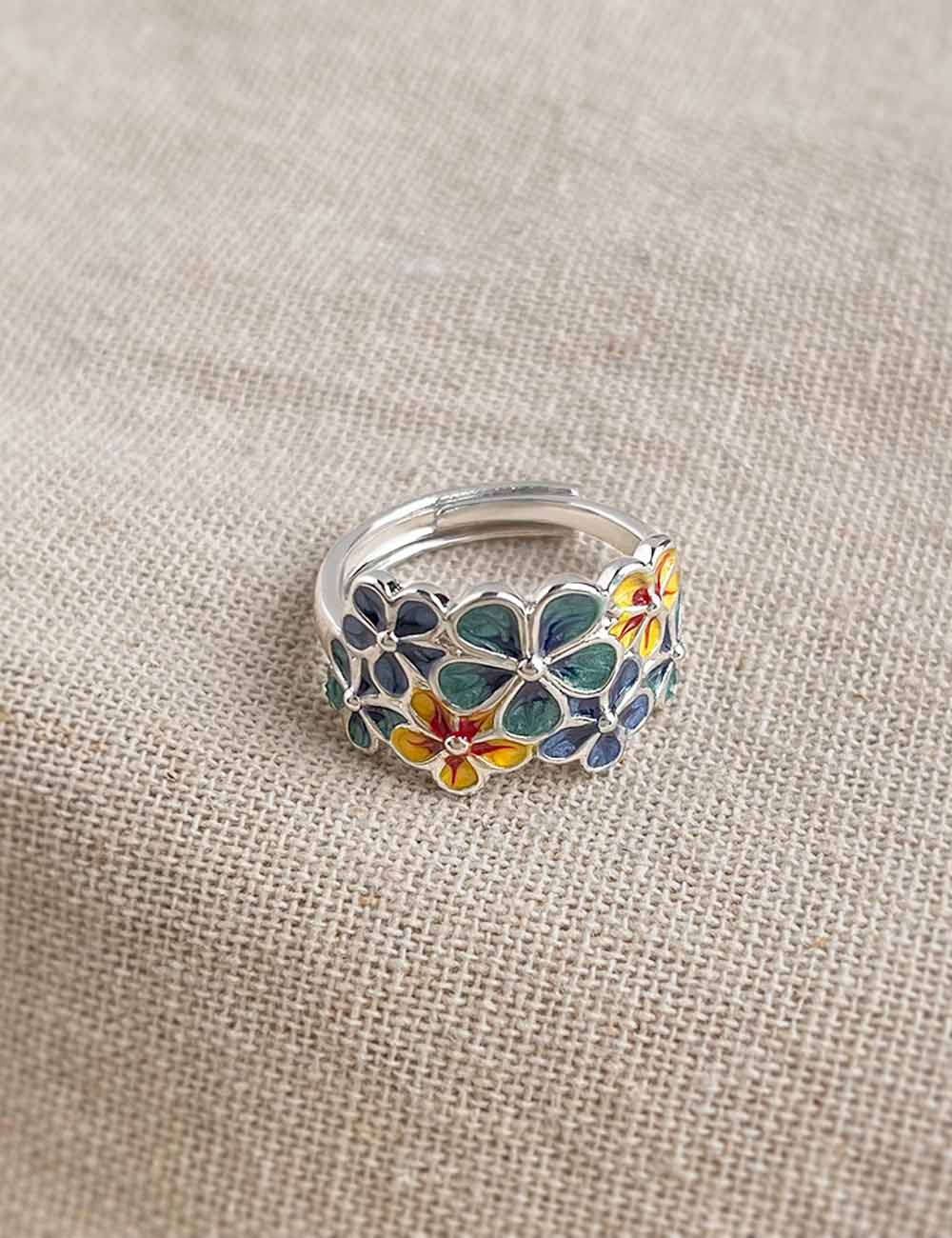 Flower Enamel Drip Glaze Open Ring DP25E757