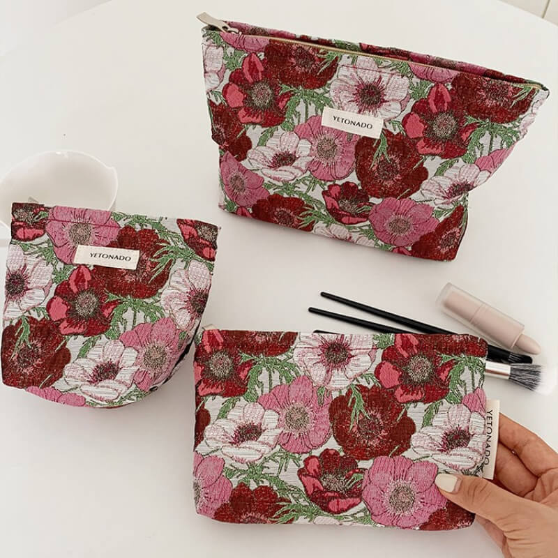 Elegant Color Block Floral Makeup Bag DP25C582