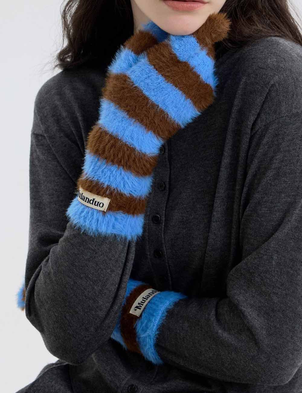 Vintage Striped Plush Gloves - DippedShop Wholesale - #4787